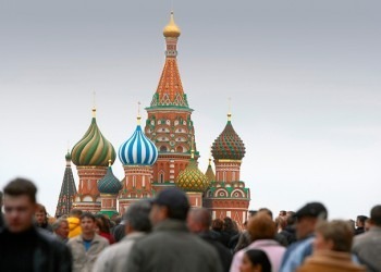 Original caption: Crowd in Red Square with St Basil's Cathedral in Moscow, Cathedral built by Ivan the Terrible in the 16th century., Image: 26723965, License: Rights-managed, Restrictions: Content available for use in Corbis Mobile Offerings., Model Release: no, Credit line: Profimedia, Corbis